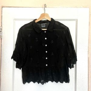 Vintage embroidered button-up blouse